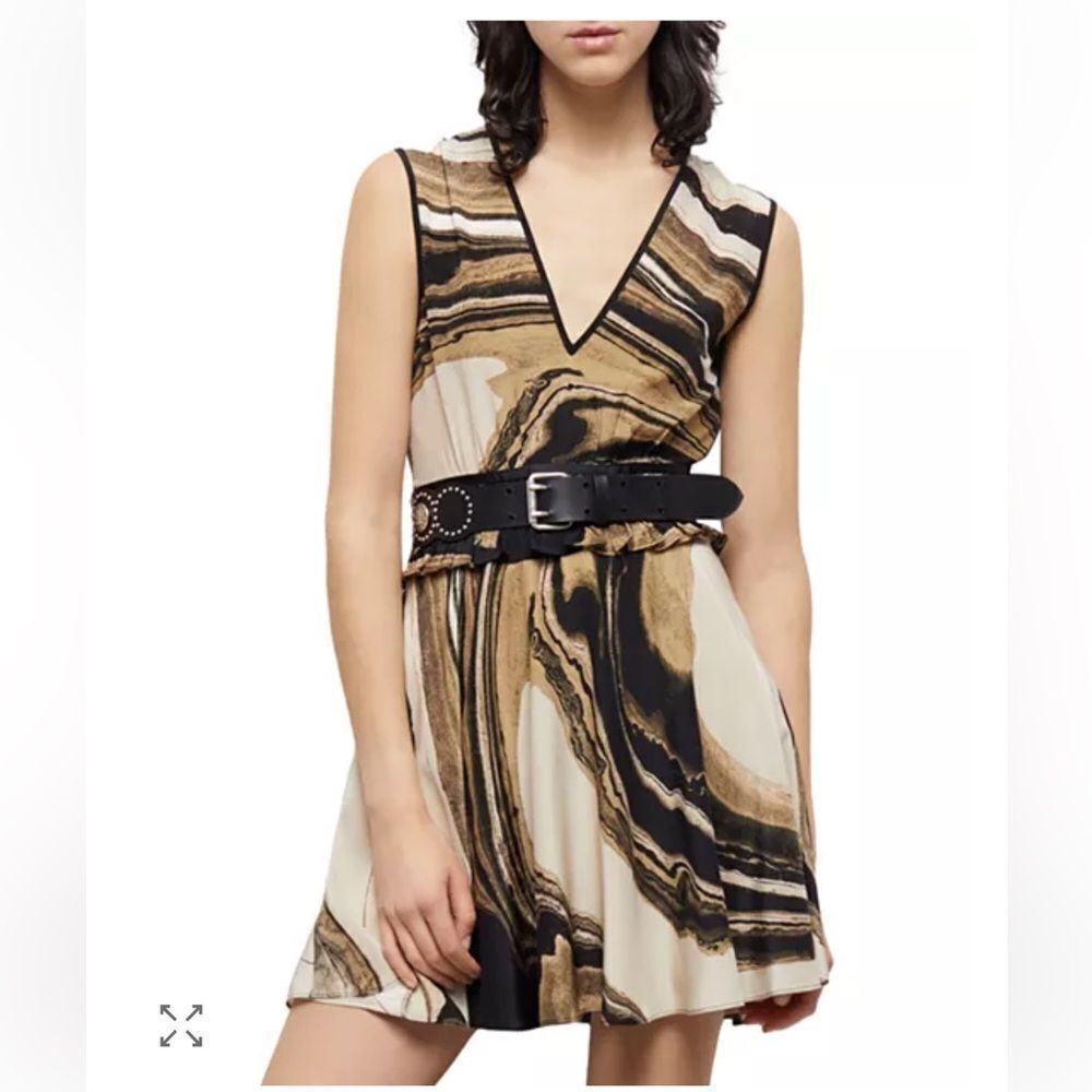 $330 The Kooples Silk Marble Print Mini Dress NWT